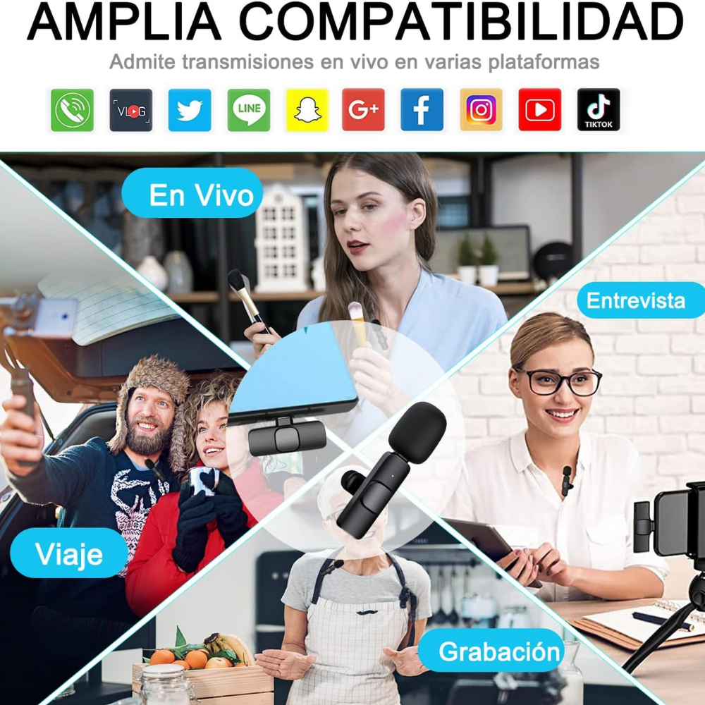Micrófono Inalámbrico 2 E 1 Solapa K9 Celulares Tipo C Y iPhone