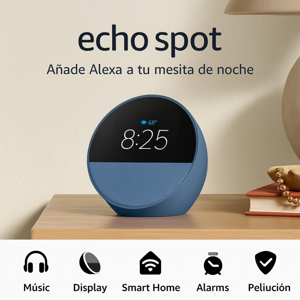 Echo Spot Alexa Con Pantalla Inteligente Reloj Despertador Música