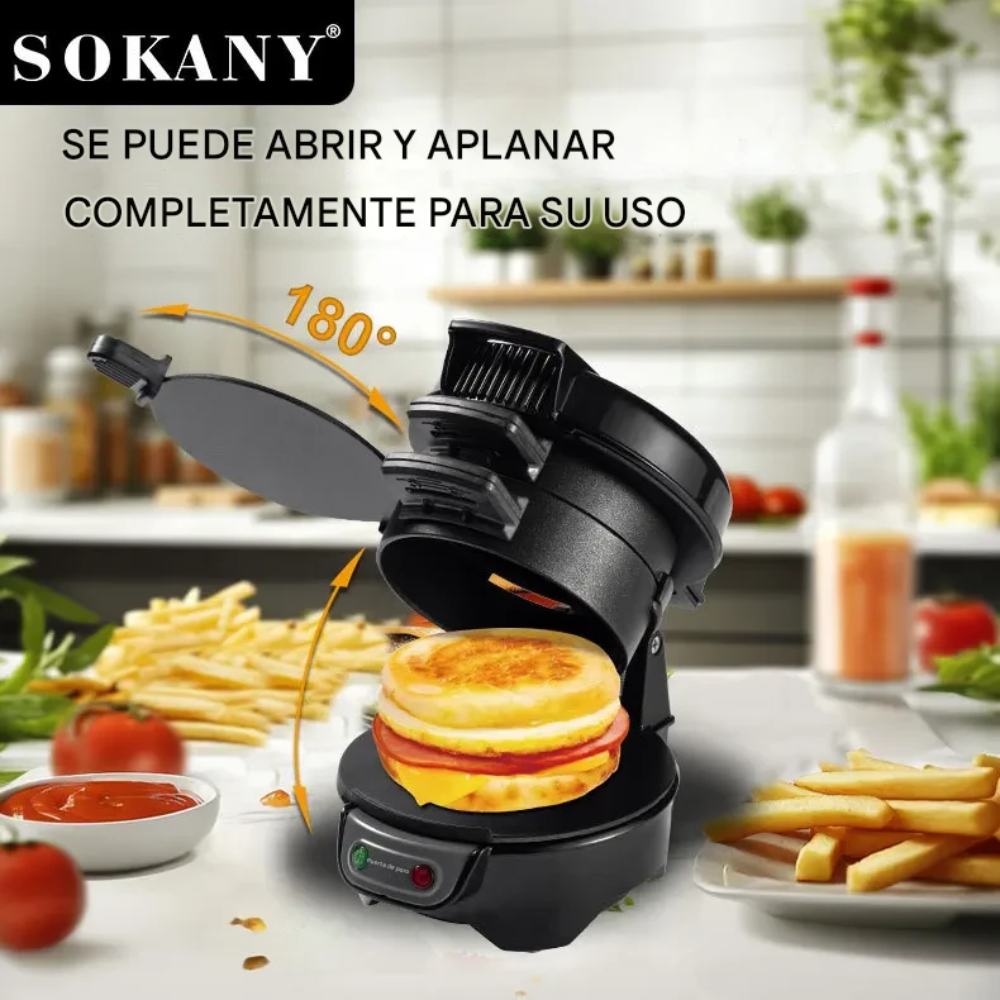 🍔Sandwichera Eléctrica 600W 110V-220V Antiadherente para Hamburguesas🔥