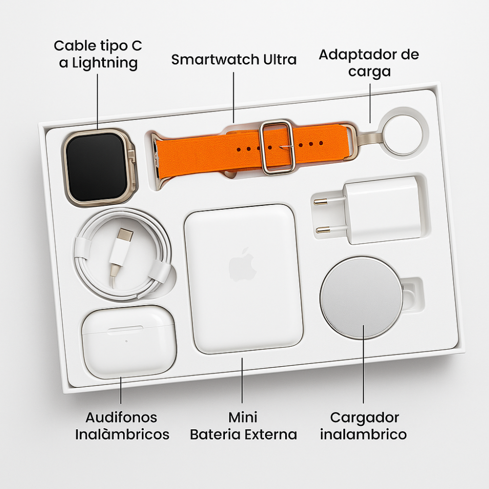 Combo Reloj Smart Watch X8 Ultra + Audifonos In Ear + Power Bank