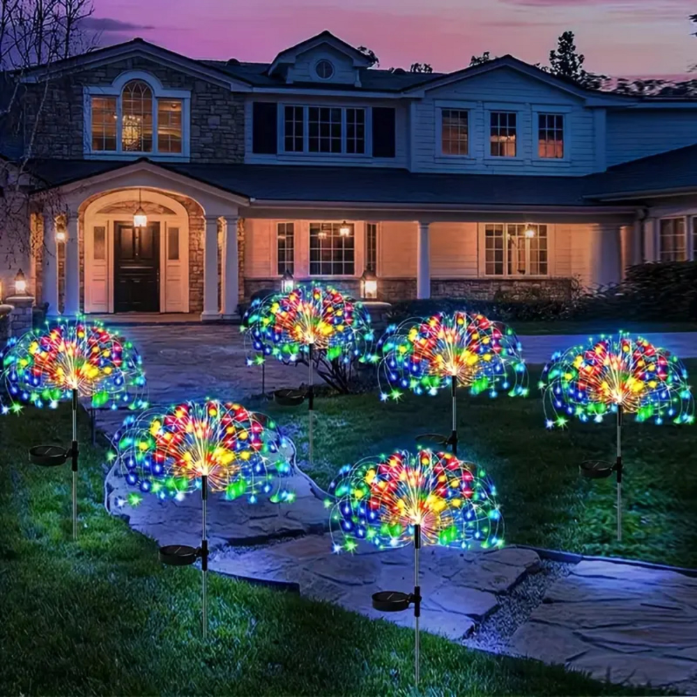 Luces Solares Navideñas Fuegos Artificiales Arbol Navidad
