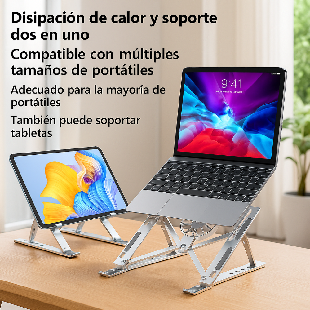 Soporte Plegable Para Portátil Con Ventilador Metálico