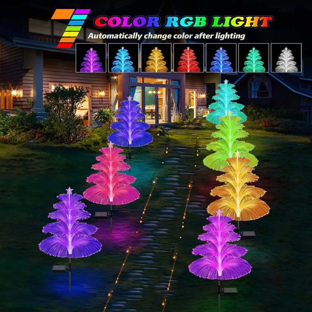 Luces Solares Navideñas Fuegos Artificiales Arbol Navidad