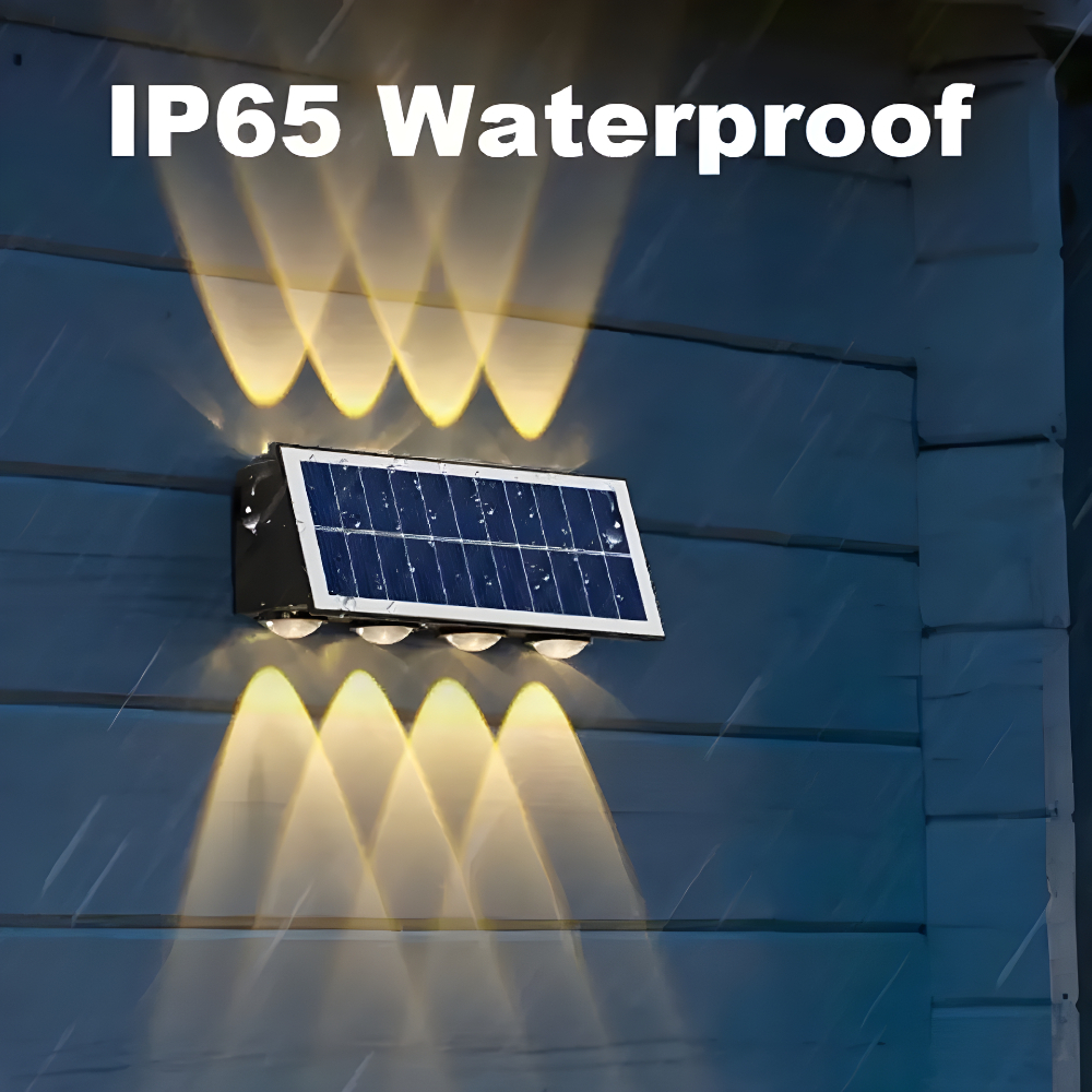 Lámpara Panel Solar Pared Exterior Luz Cálida Decorativa