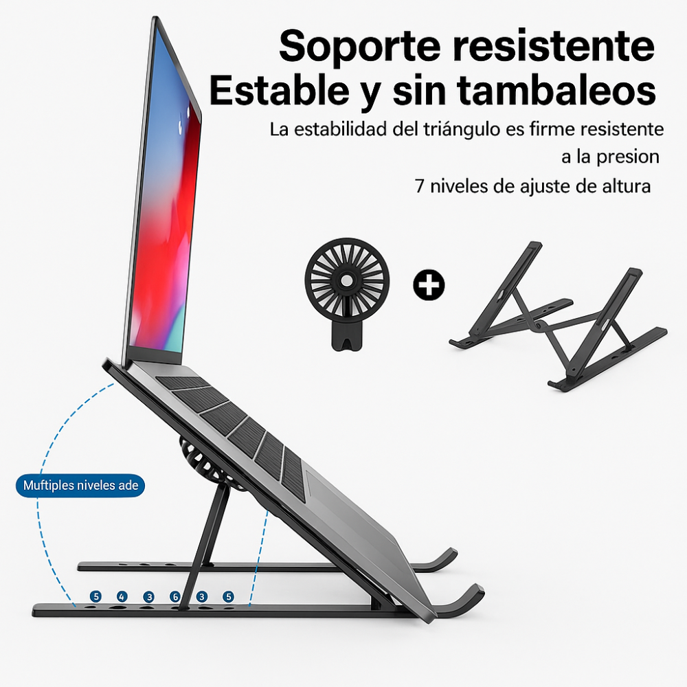 Soporte Plegable Para Portátil Con Ventilador Metálico