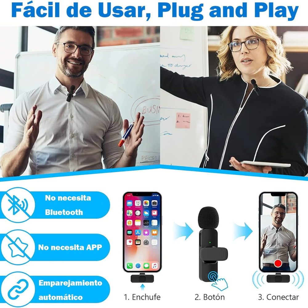 Micrófono Inalámbrico 2 E 1 Solapa K9 Celulares Tipo C Y iPhone