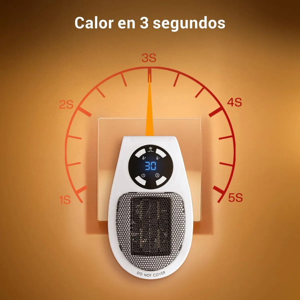 Calefactor Portátil Eléctrico 500W Control Digital Cerámico