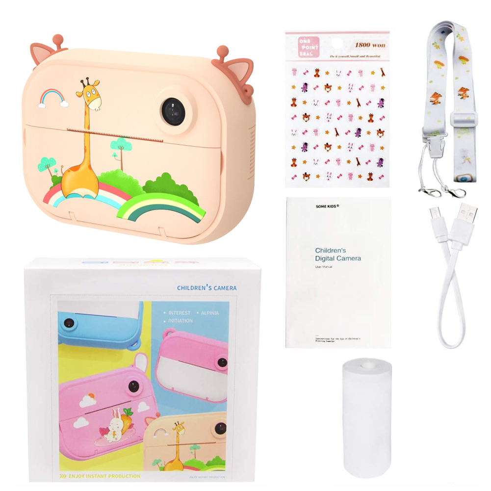 Cámara Instantánea Para Niños Doble Lente Hd 1 Rollos + Sd
