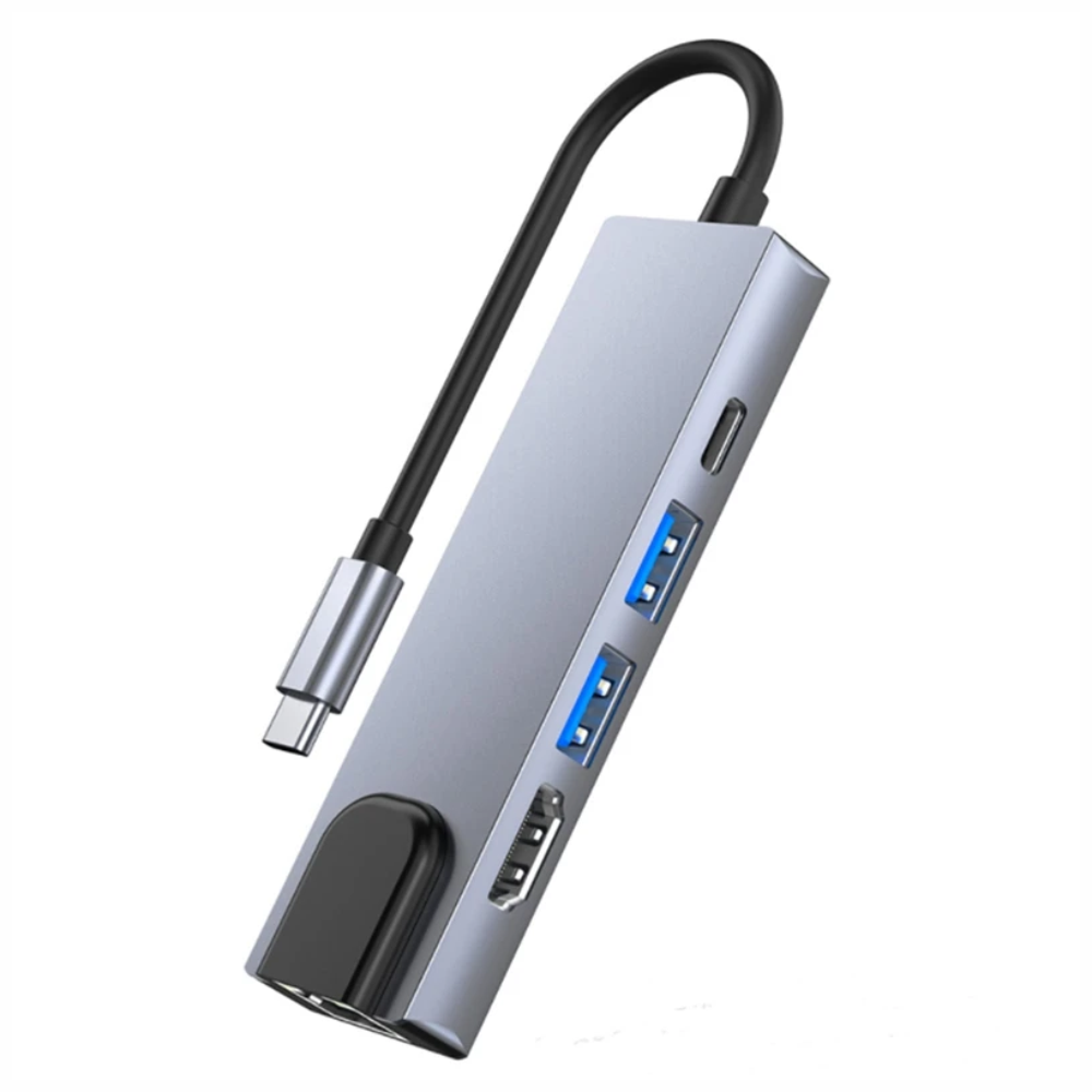 Adaptador Hub 5 En 1 Tipo C Hdmi Puerto Land Usb Mac Y Pc