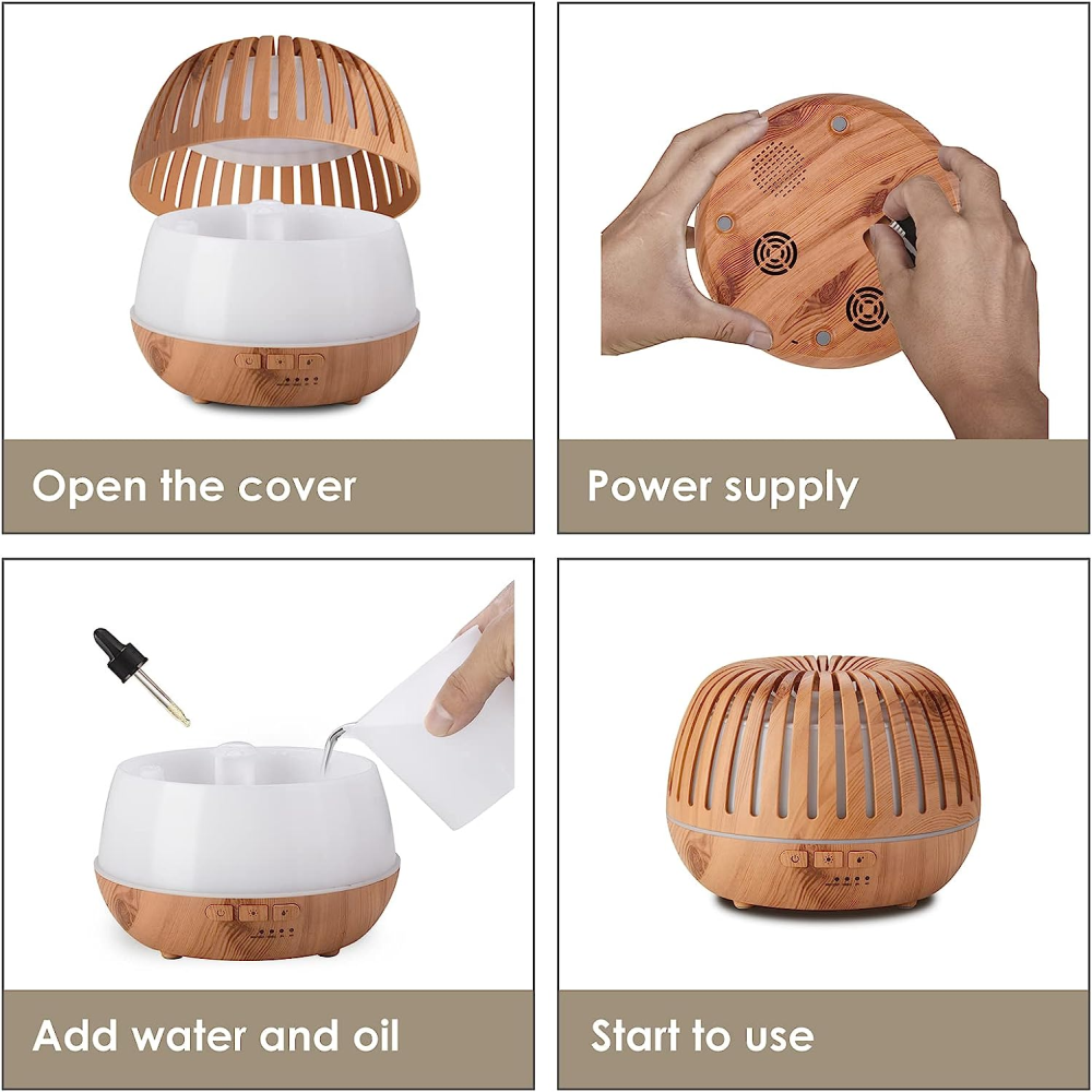 Difusor De Aromas 500ml Luces Led Control Remoto Purificador