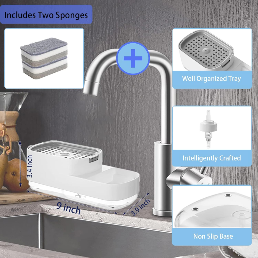 Dispensador De Jabon Liquido Lavaplatos Con Esponja 2 En 1