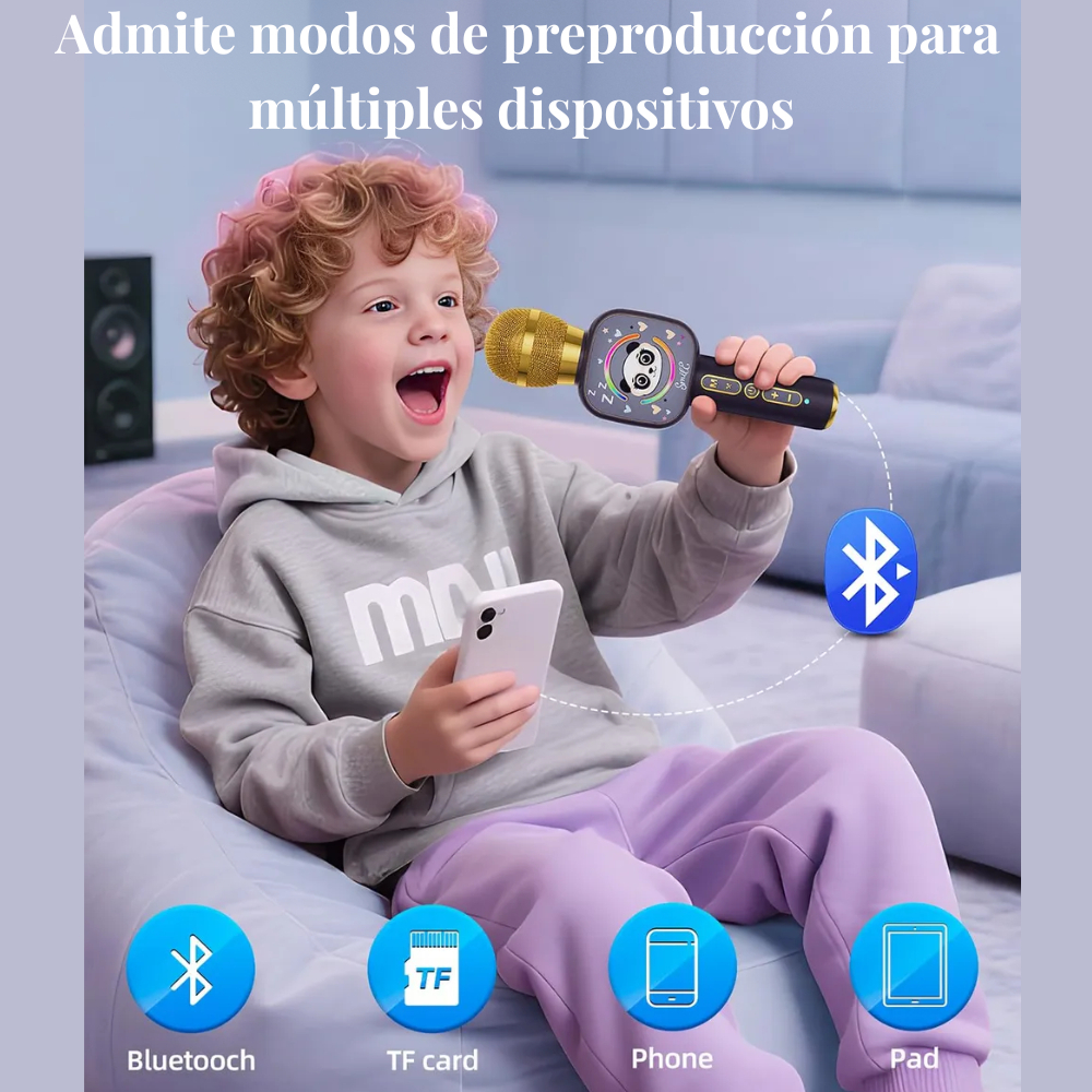 Micrófono Karaoke Inalámbrico Niños Bluetooth Led Premium X7