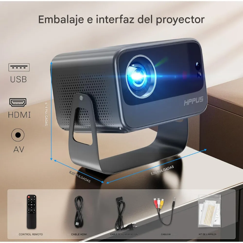 Proyector Hippus M11 12000 Lúmenes 4K WiFi Bluetooth HDMI