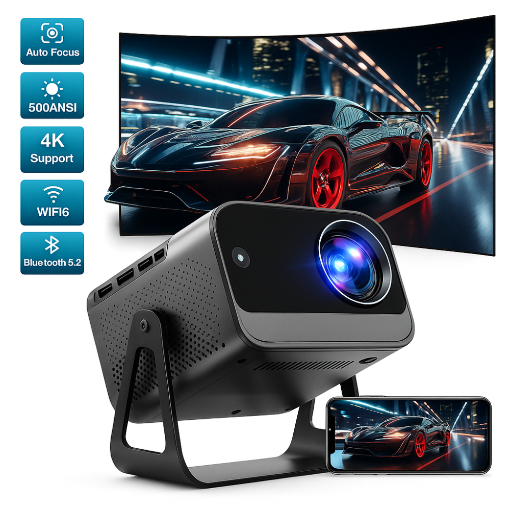Proyector Hippus M11 12000 Lúmenes 4K WiFi Bluetooth HDMI