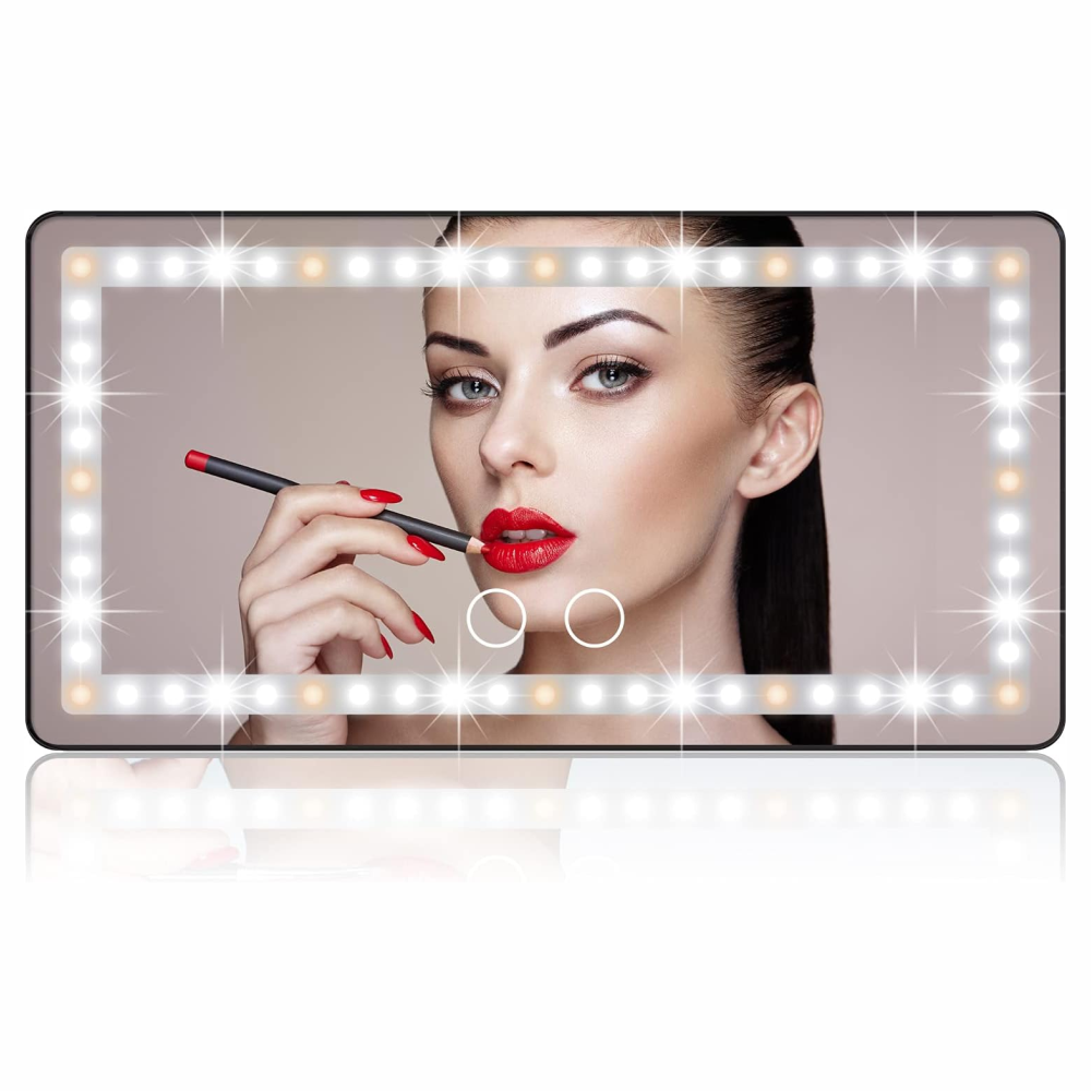 😍⭐ESPEJO DE MAQUILLAJE RECARGABLE 3 TONOS LED PARA CARRO⭐😍
