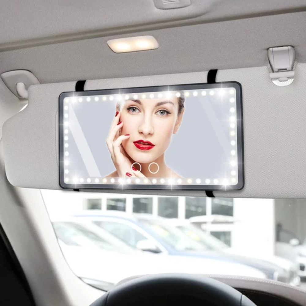 😍⭐ESPEJO DE MAQUILLAJE RECARGABLE 3 TONOS LED PARA CARRO⭐😍