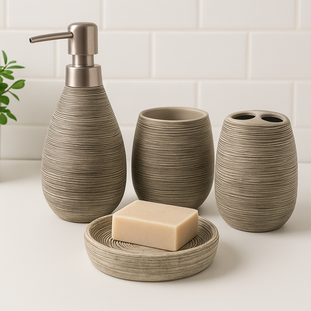 Set Baño Jabonera Vasos Porta Cepillo Completo Dispensador