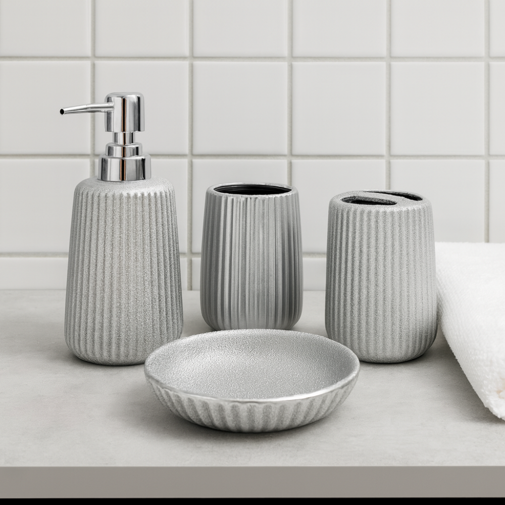 Set Baño Jabonera Vasos Porta Cepillo Completo Dispensador