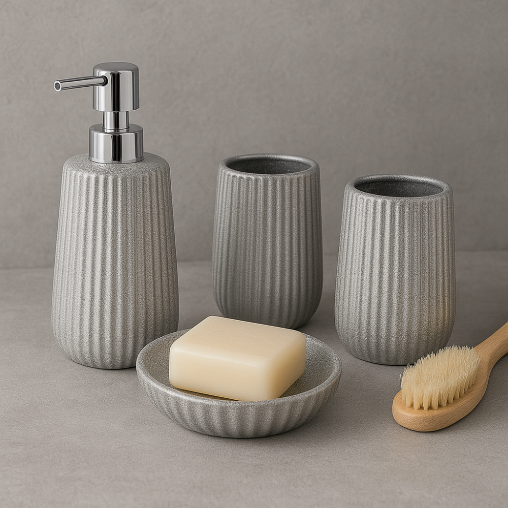 Set Baño Jabonera Vasos Porta Cepillo Completo Dispensador