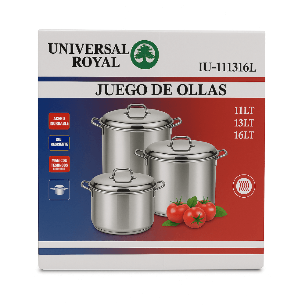 🍲Juego De Ollas Bateria Cocina Olla Sopera Grandes 6pcs Acero🥘