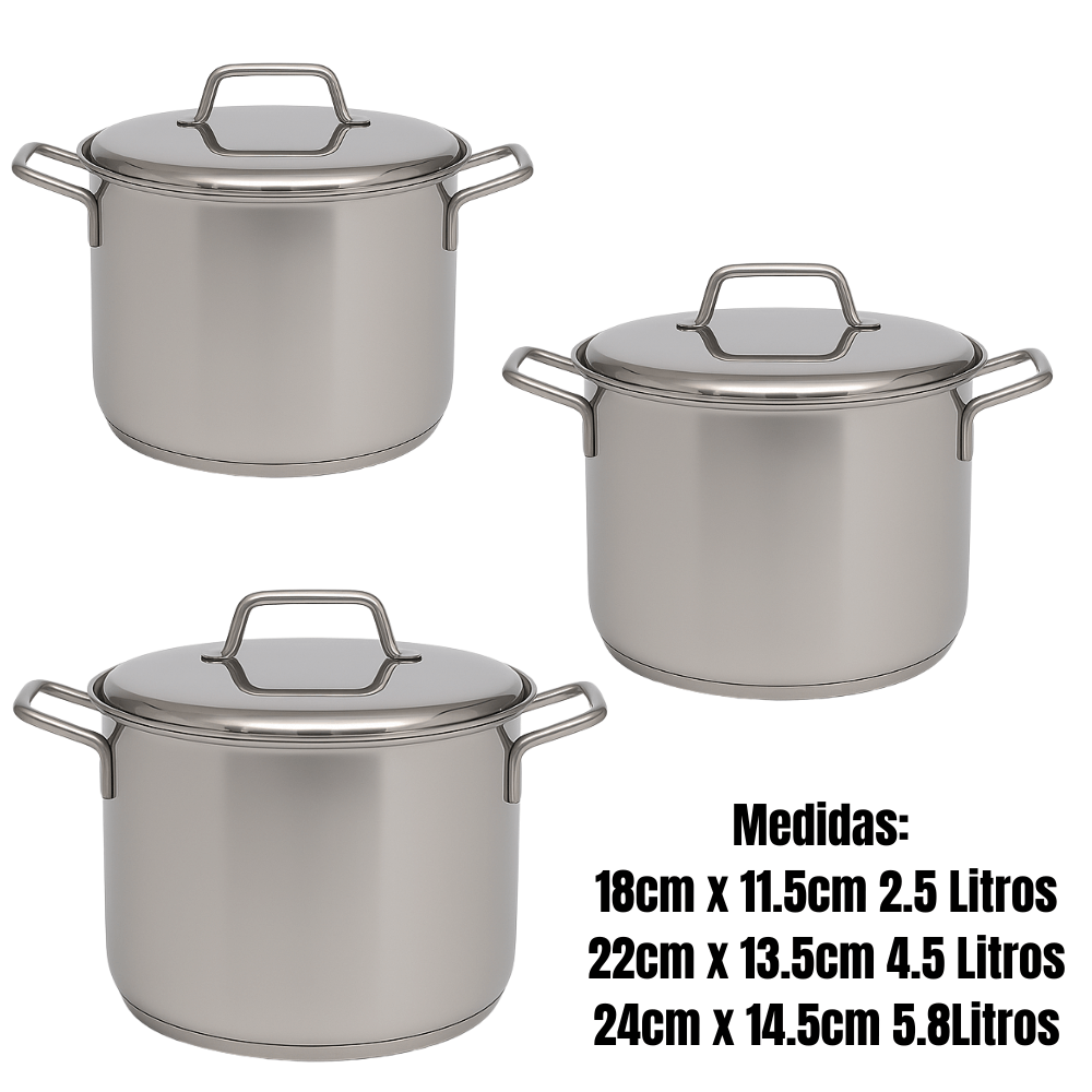 🍲Juego De Ollas Bateria Cocina Olla Sopera Grandes 6pcs Acero🥘