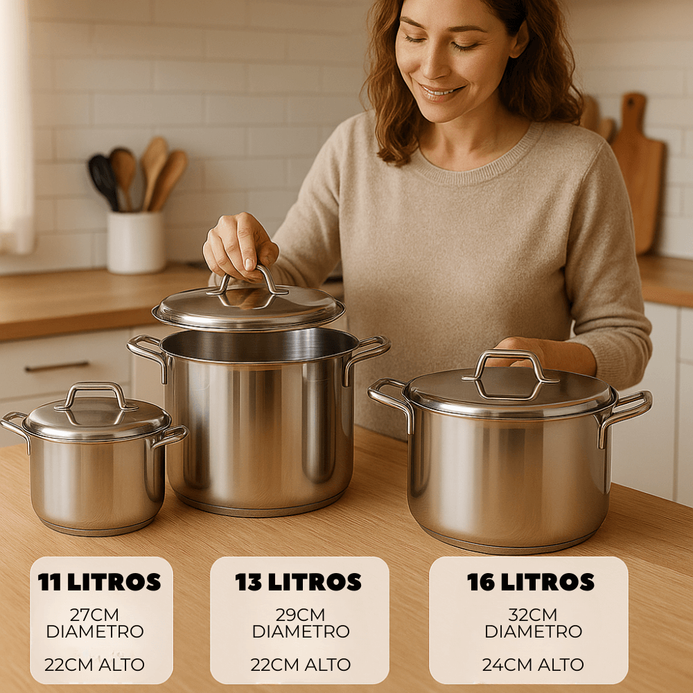 🍲Juego De Ollas Bateria Cocina Olla Sopera Grandes 6pcs Acero🥘