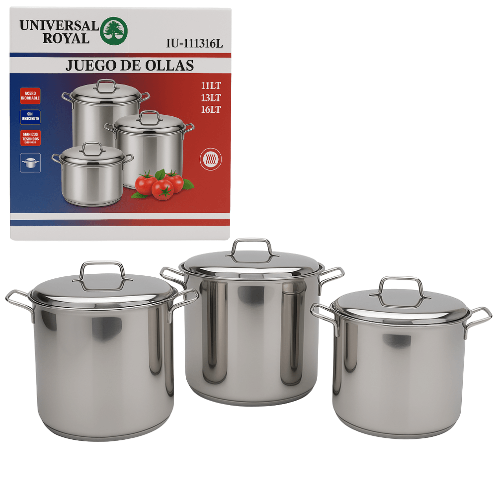 🍲Juego De Ollas Bateria Cocina Olla Sopera Grandes 6pcs Acero🥘