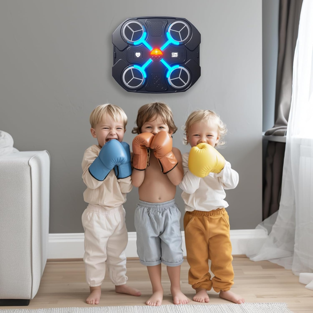 Maquina De Boxeo Musical Bluetooth Para Niños Con Guantes