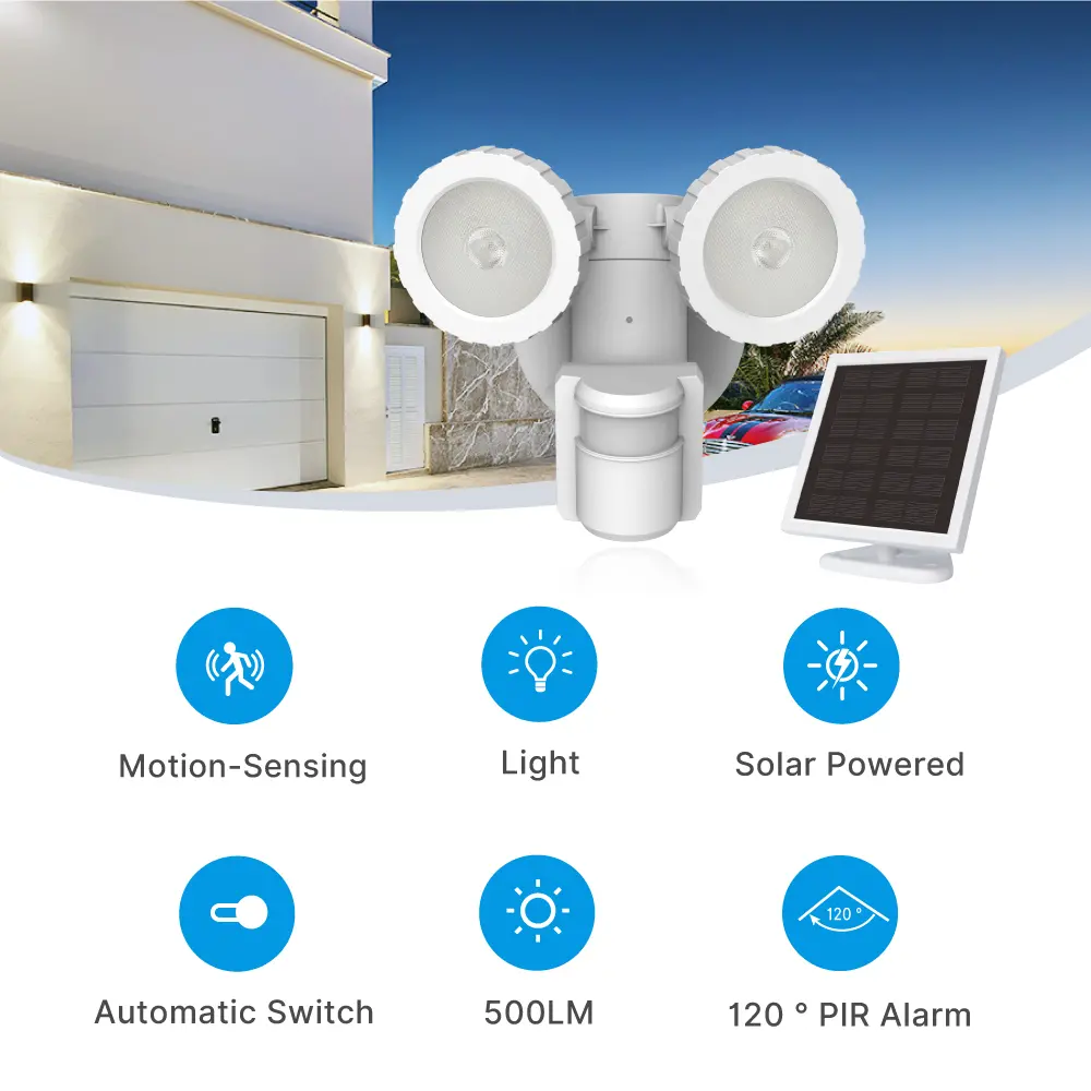 Reflector Solar Articulado Sensor Ajustable 120° Luz Blanca