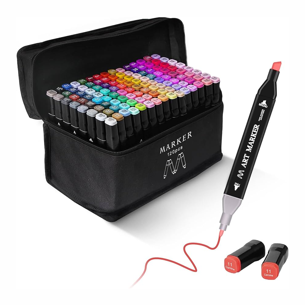 Caja De Marcadores Plumones Doble Punta