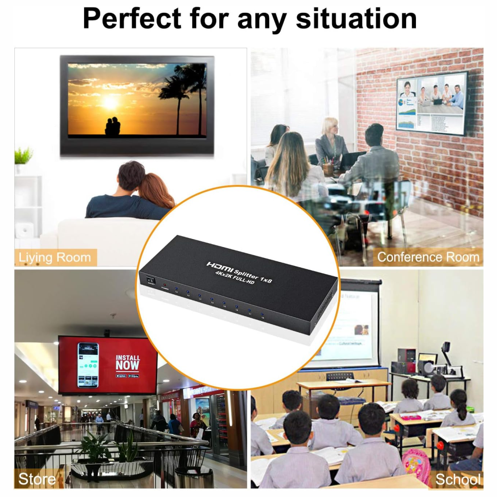 Divisor Spliter Hdmi 1 X 8 Alta Definición 1920x108p/3d /4k