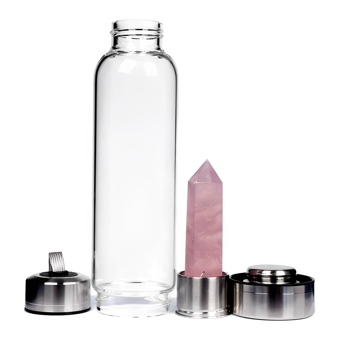 Termo Botella De Agua Con Cristales De Cuarzo Y Estuche
