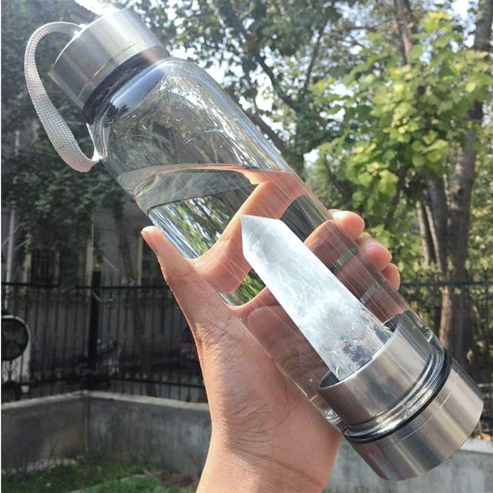 Termo Botella De Agua Con Cristales De Cuarzo Y Estuche