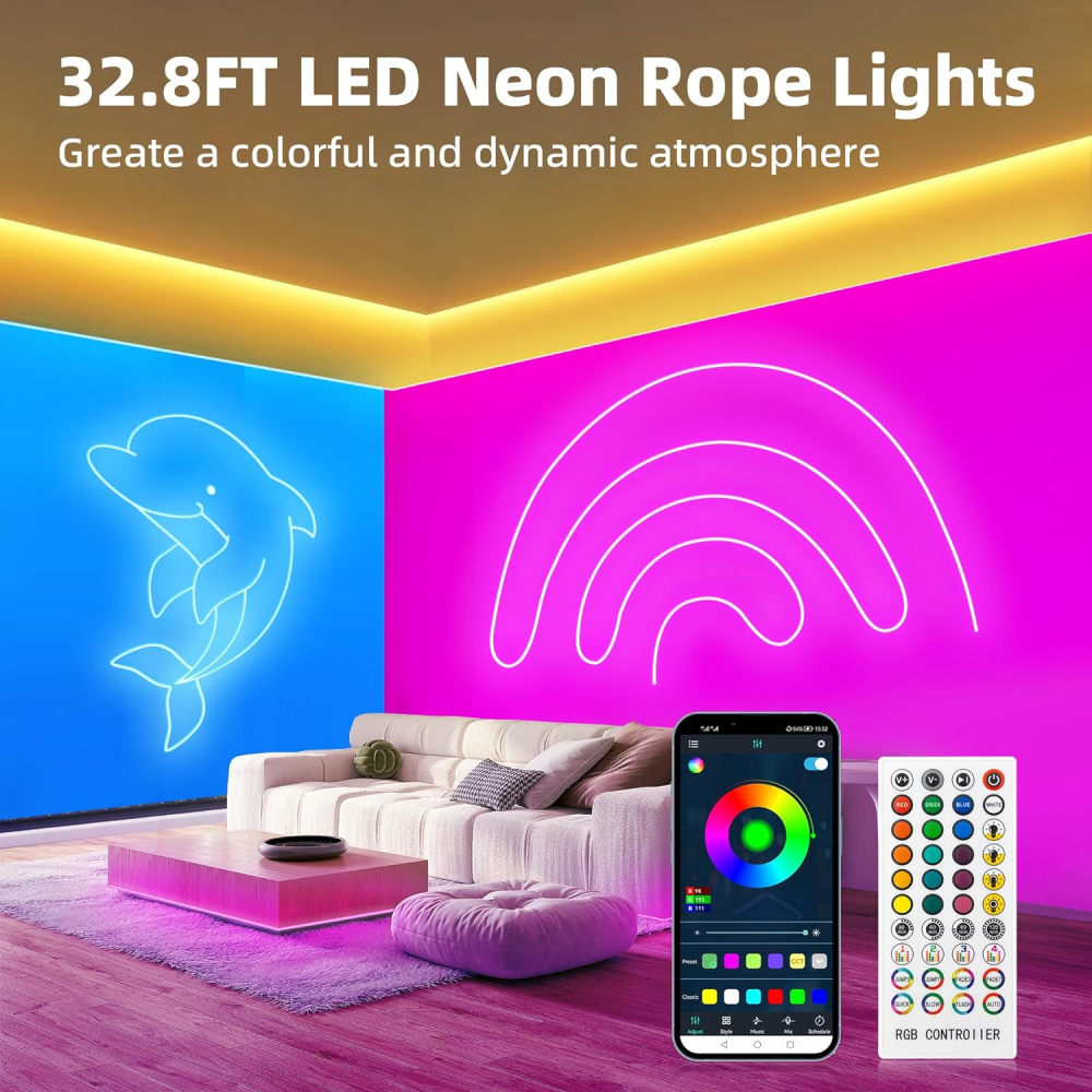 🌈💡Tira Luz Led Neon Rgb Manguera 7 Metros Micrófono Rítmica🎉🎶