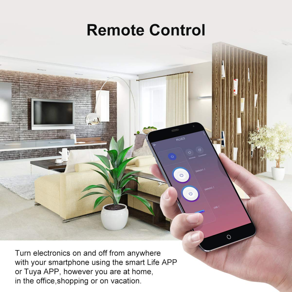 Toma Corriente Inteligente Alexa Interruptor Dual Puerto Usb