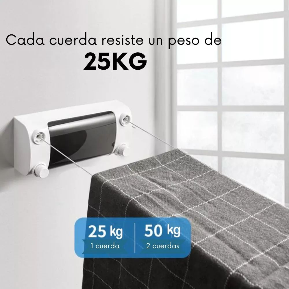🌟Tendedero De Ropa Retráctil 2 Cuerdas Acero Inoxidable 4.30m