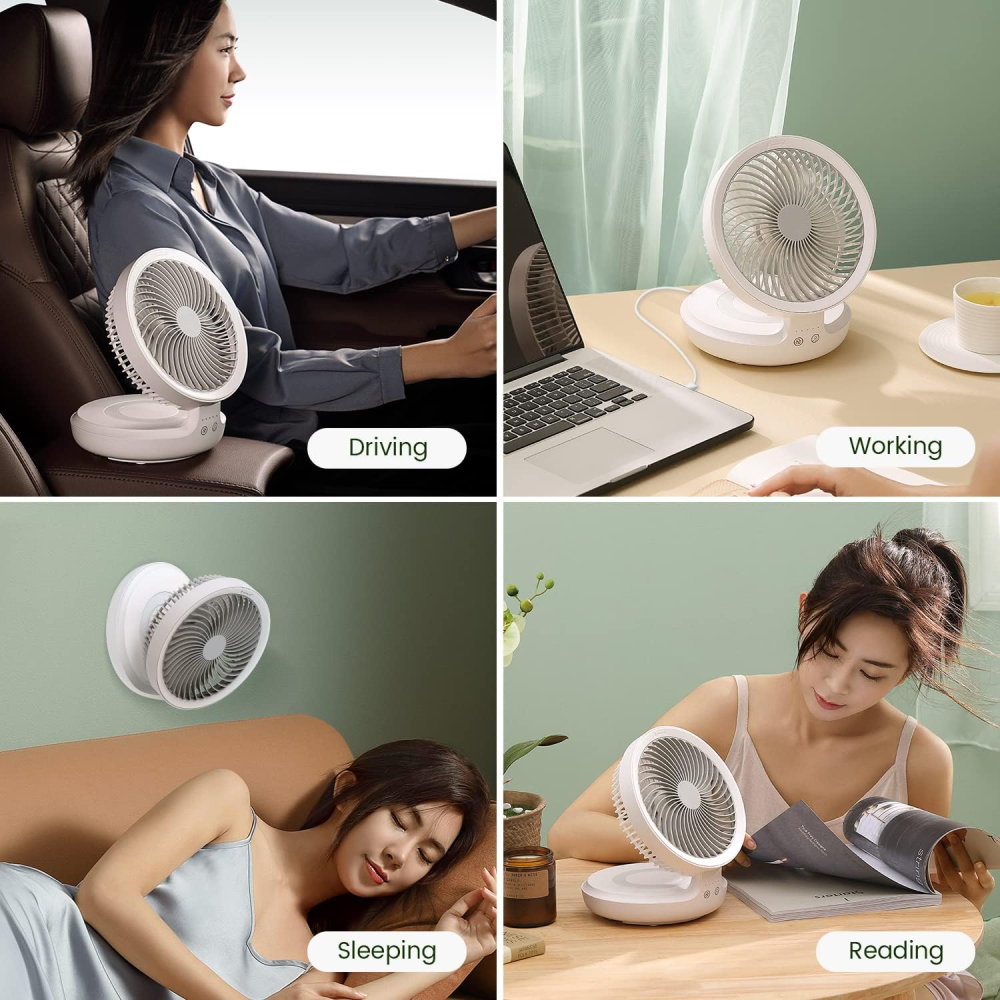 🌬️Ventilador Portatil Recargable Inalambrico 4 Velocidades Led🔋🌀