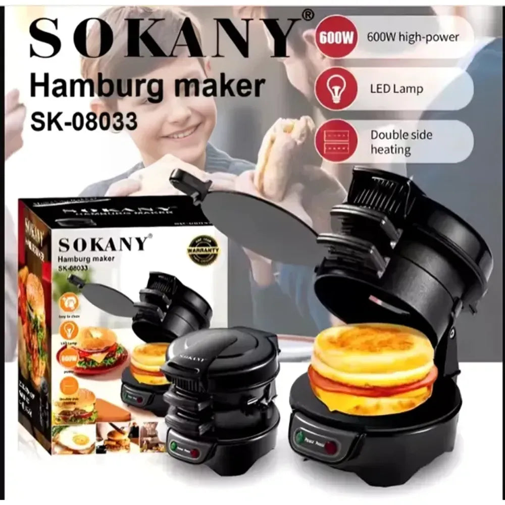 🍔Sandwichera Eléctrica 600W 110V-220V Antiadherente para Hamburguesas🔥