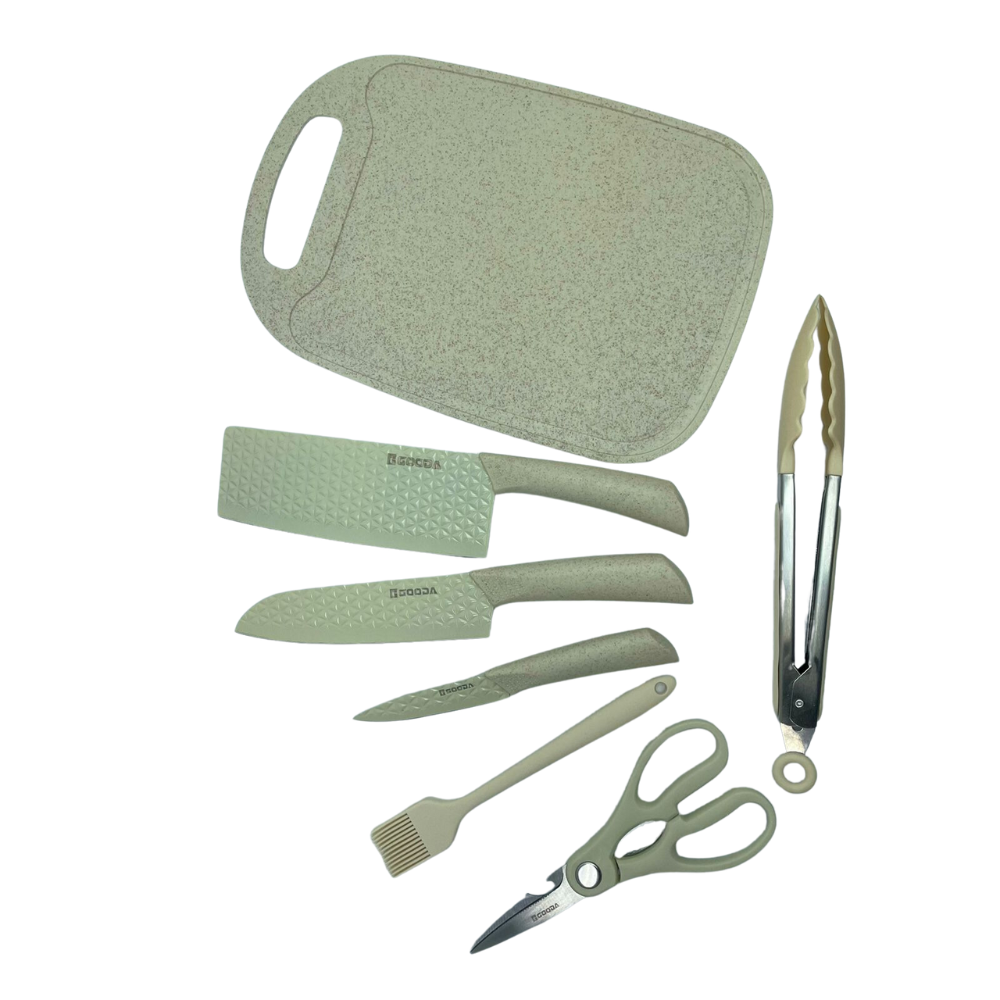 Juego De Cuchillos De Cocina X7 Piezas Tabla Para Picar