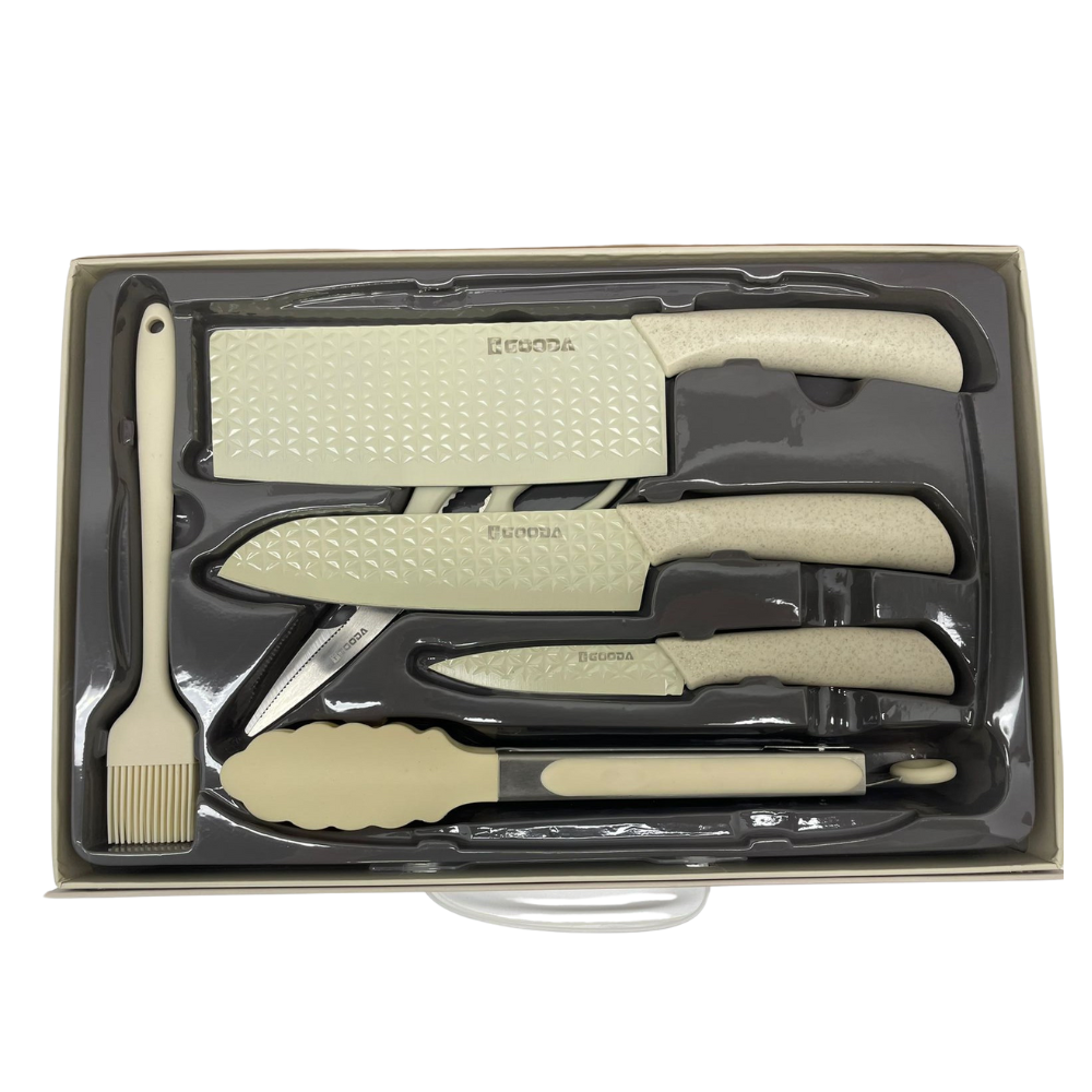 Juego De Cuchillos De Cocina X7 Piezas Tabla Para Picar