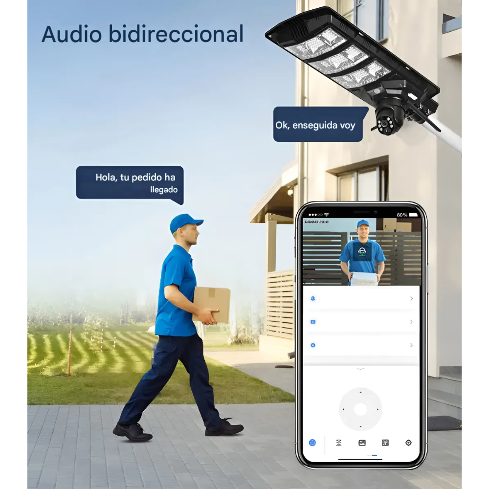Lampara Reflector Solar Camara Wifi Integrada Sensor Ip66