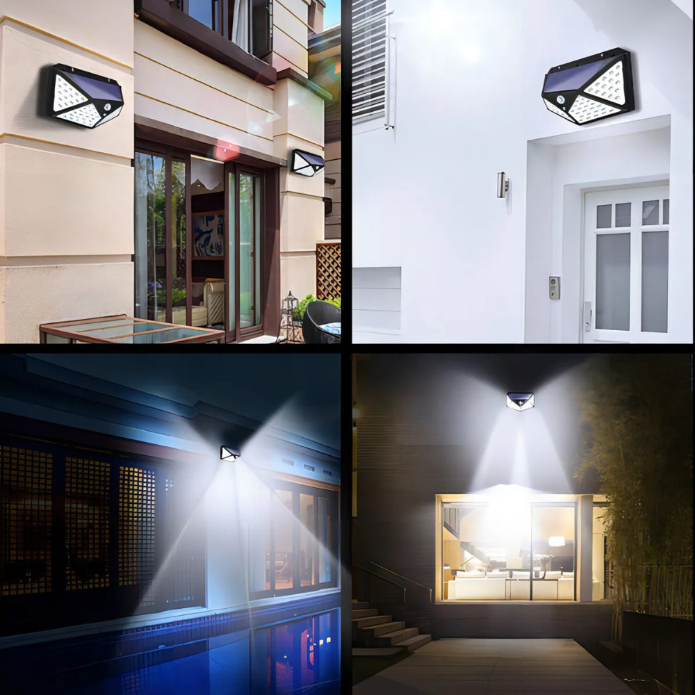 Lampara Reflector Solar 100 Led Sensor Movimiento Pack X4
