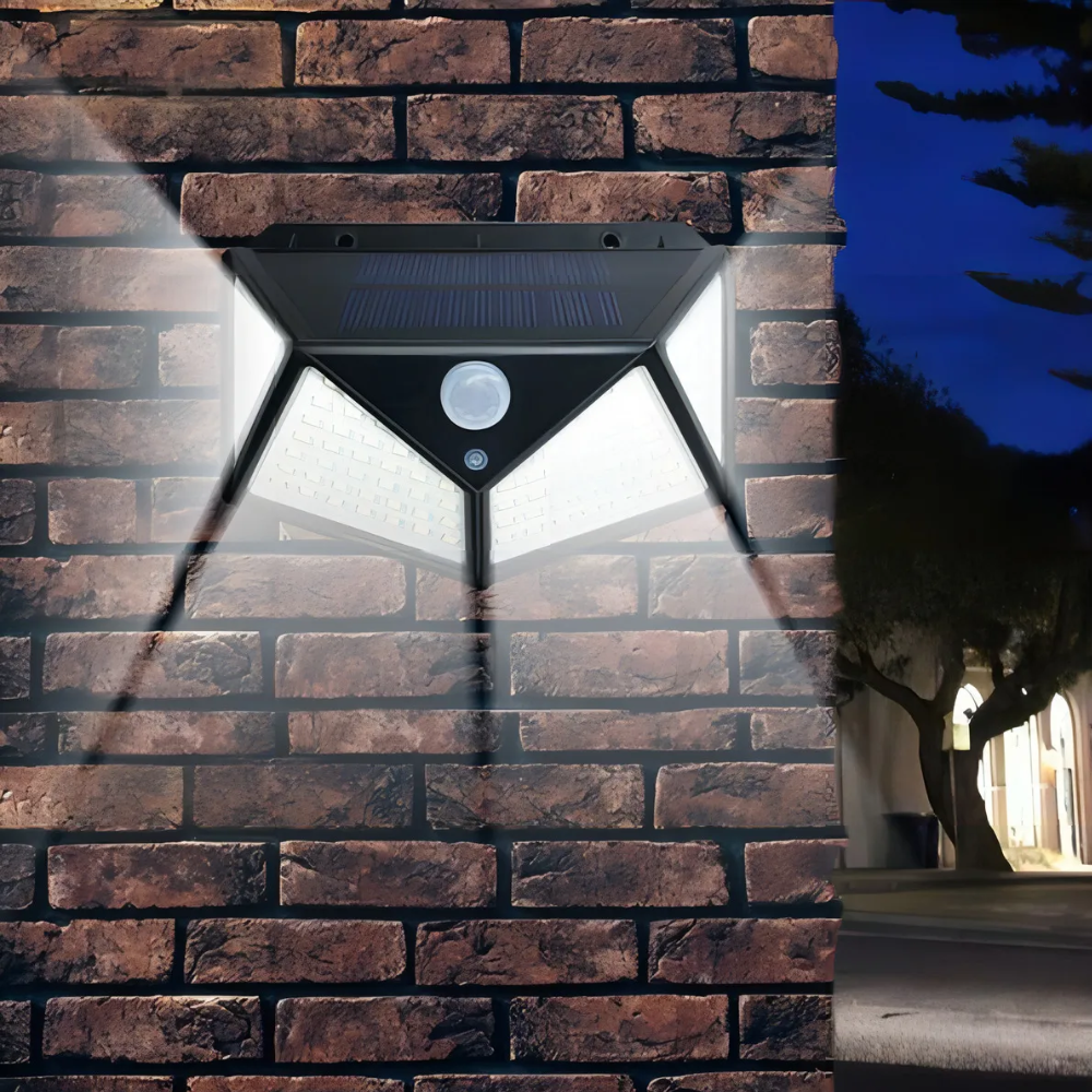 Lampara Reflector Solar 100 Led Sensor Movimiento Pack X4