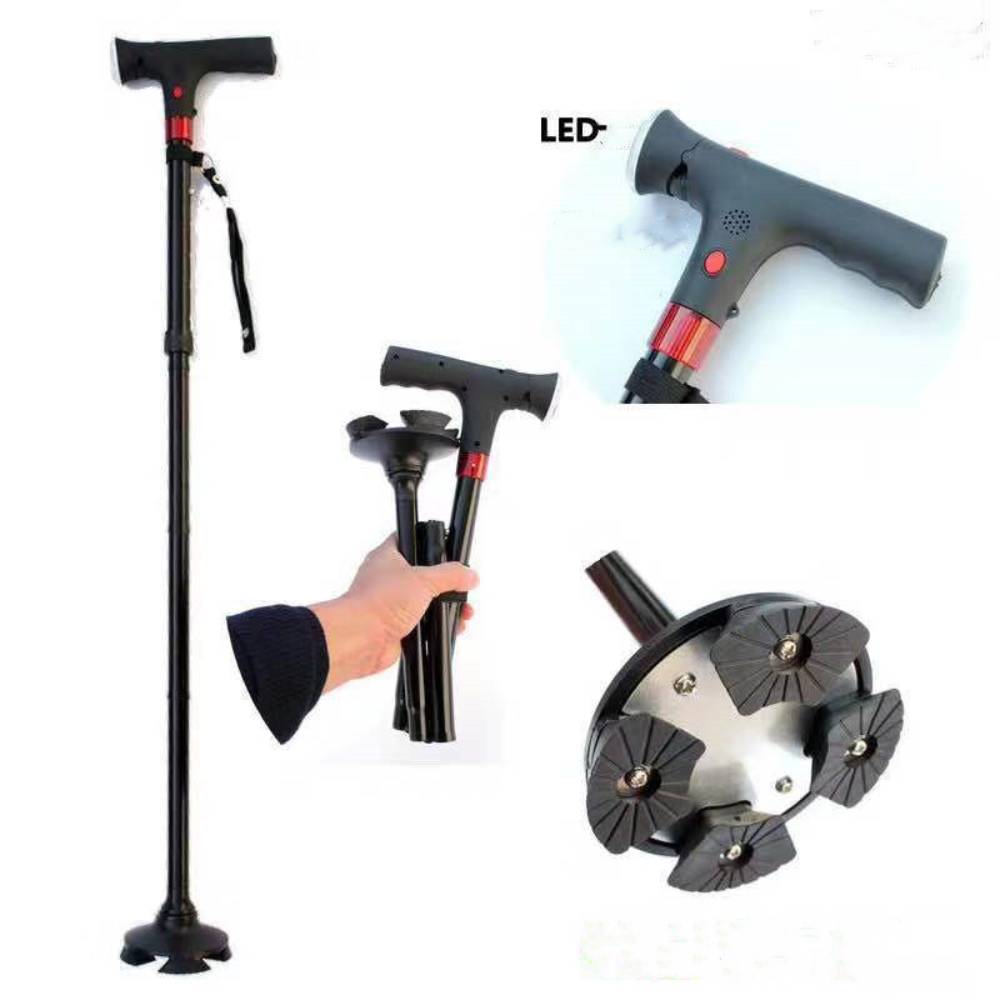 Bastón Trusty Cane Plegable Con Luz Led, Base Articulada