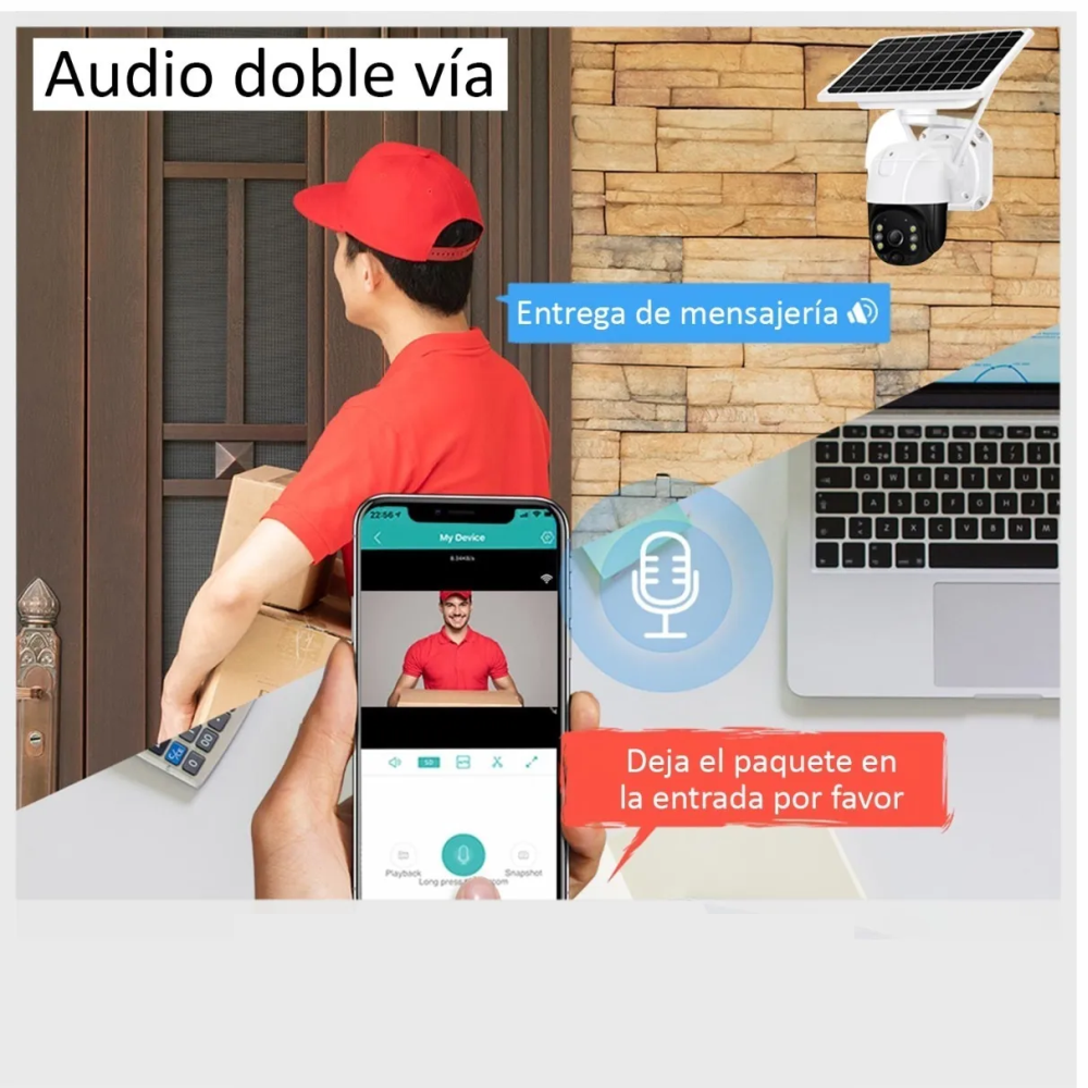 Cámara De Seguridad Con Panel Solar Ptz Sim 4g Exteriores