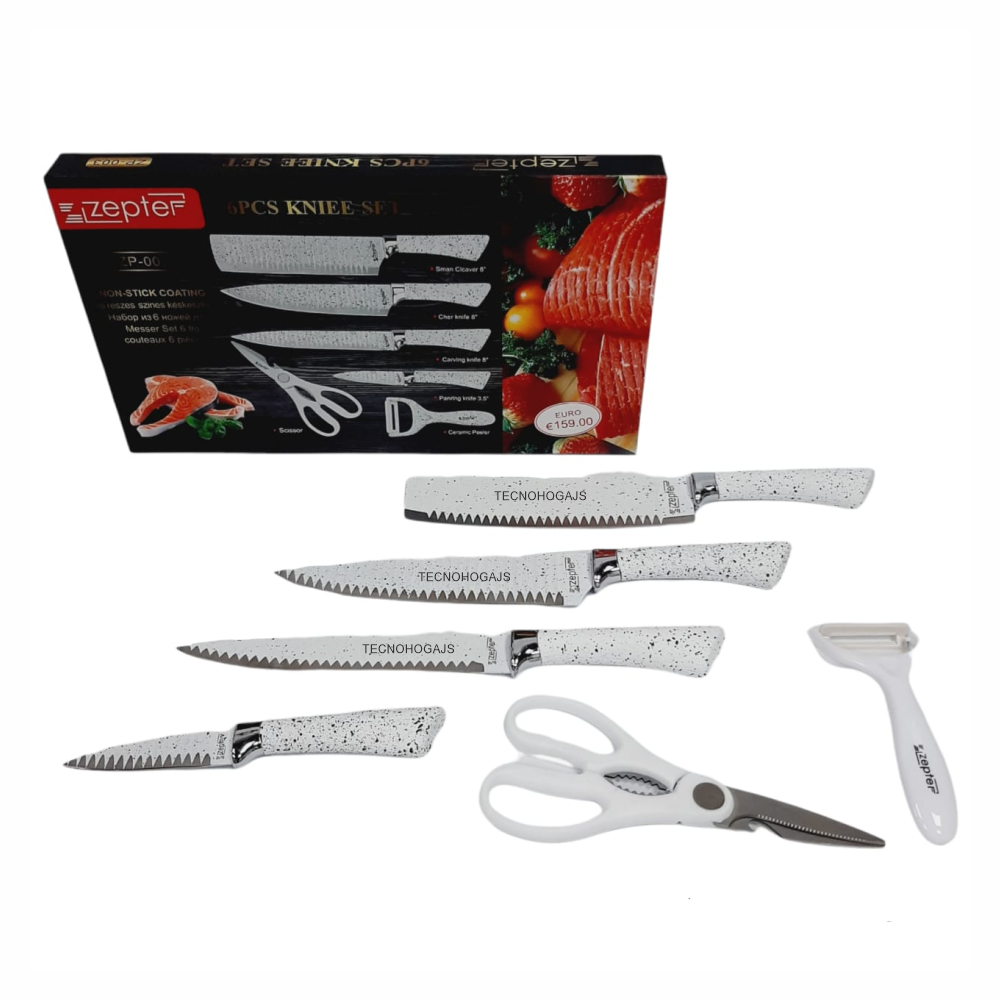 Juego De Cuchillos Zepter X 6 Recubierto Cerámica Volcánica