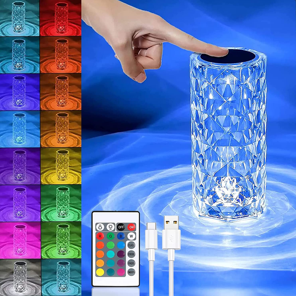Lampara De Mesa Touch Tactil Control Remoto Rose Diamond