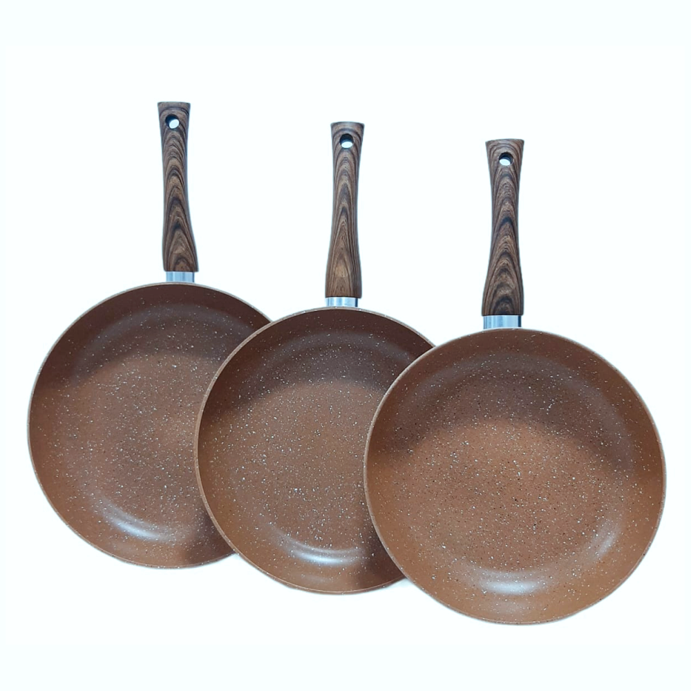 Sartenes En Mármol X3 Con Tapa De Vidrio Swisshome