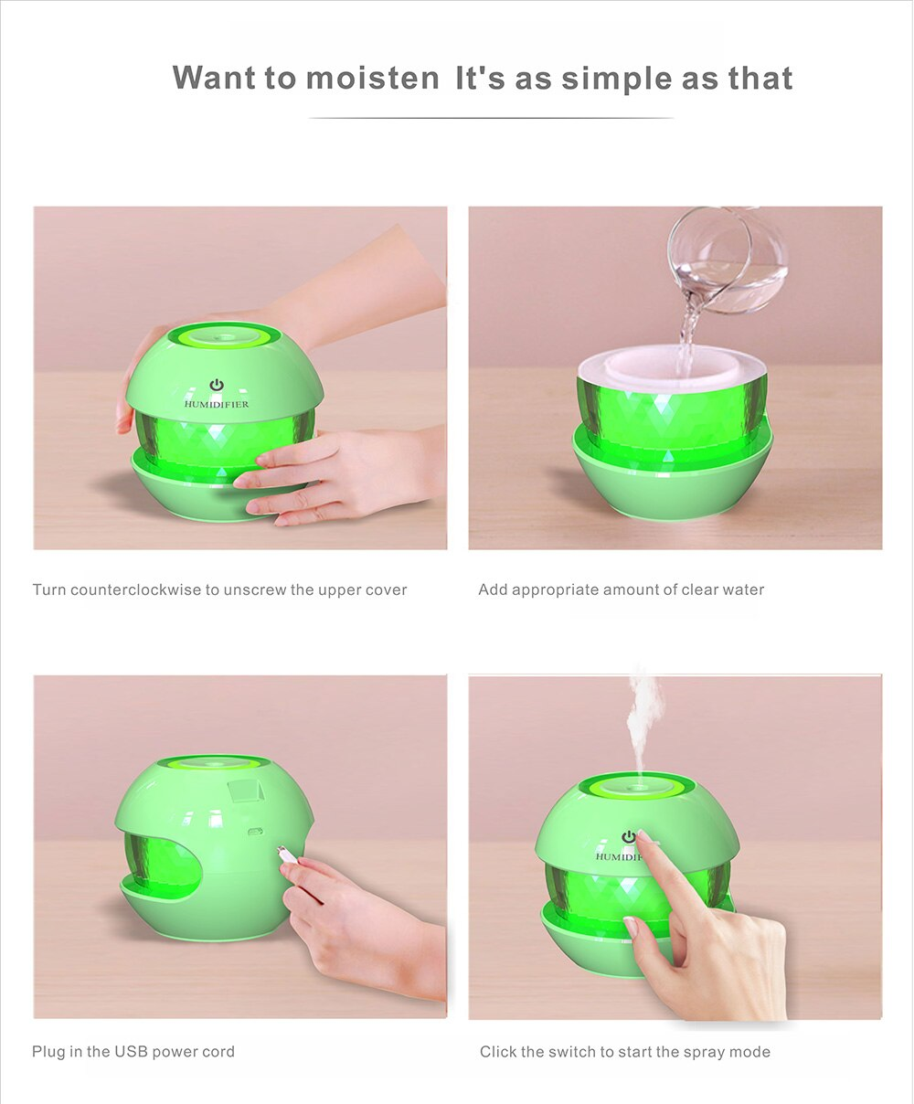 Difusor De Aromas Magic Diamond Con Luz Led Ultrasónico