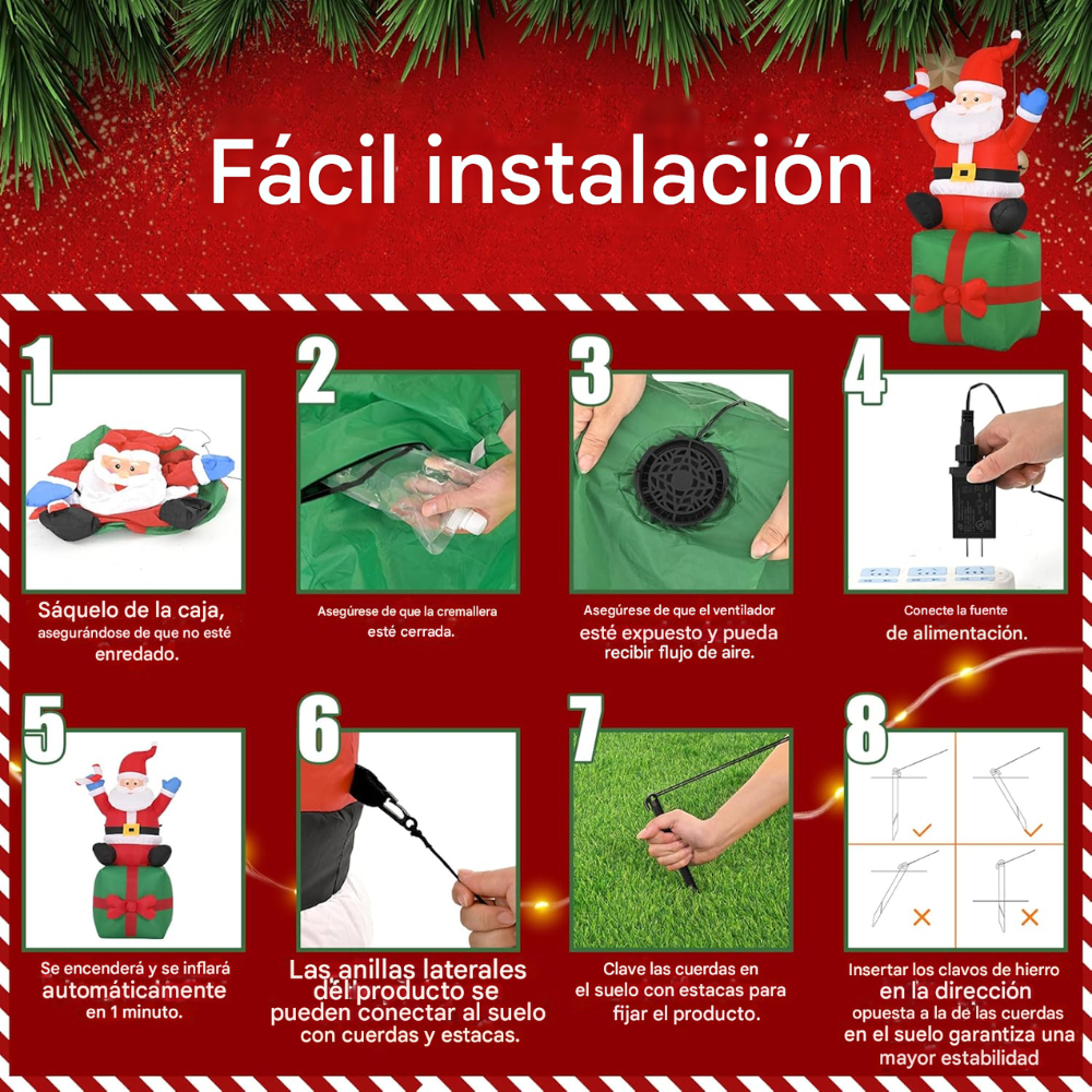 Muñeco Papa Noel Inflable Navideño Decoracion Navideña 180cm